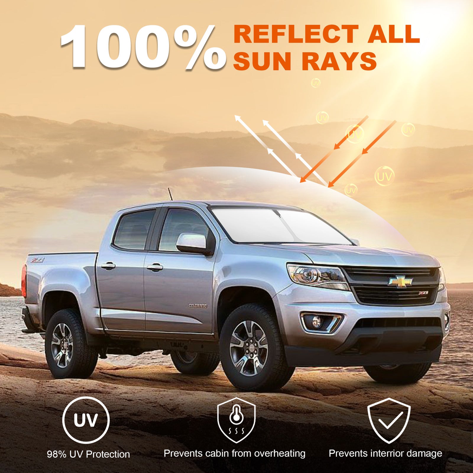 For 2015-2022 for Chevy Colorado Windshield Sunshade Foldable Cover Heat Block Visor