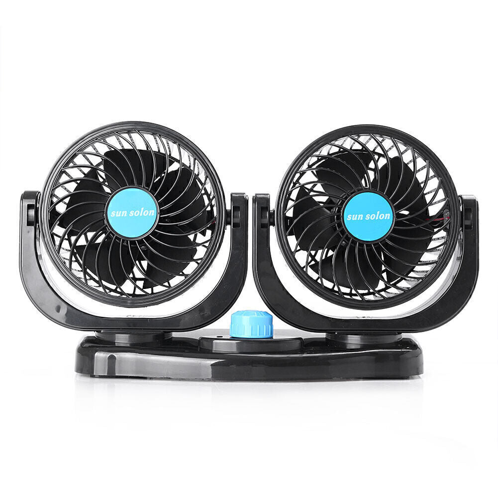 Car Air Conditioner Cooling Fan 12V Plug In Vehicle Fan Dash Mount Portable Q