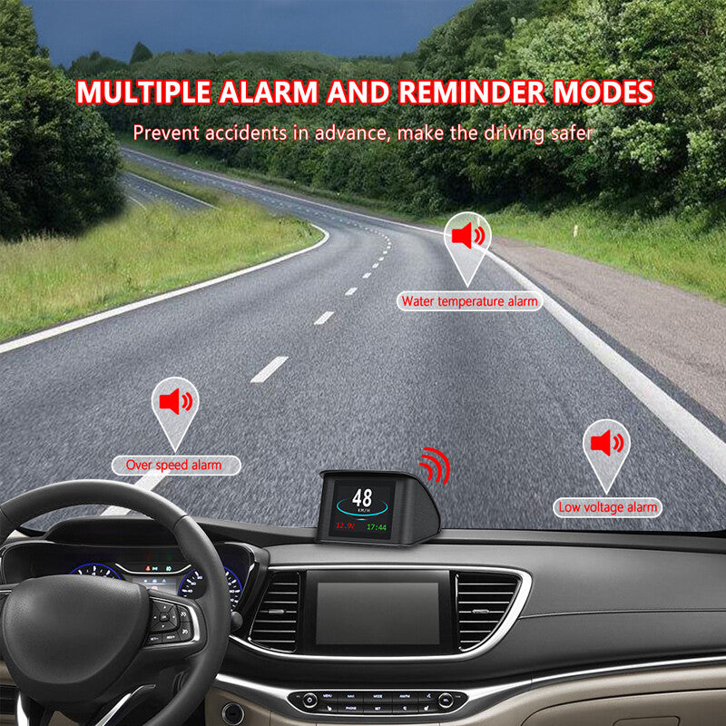 OBD HUD Head-Up Display, Digital Speedometer, Water Temperature, Fuel Gauge - n