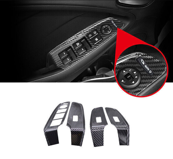 Car Glass Window Lifting Lock Cover Trim for Kia K3 2014-2018 Black Carbon Fiber