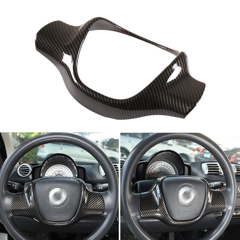 Carbon fiber steering wheel frame ABS protective cover trim for Smart Fortwo 2009 - 2015 - n