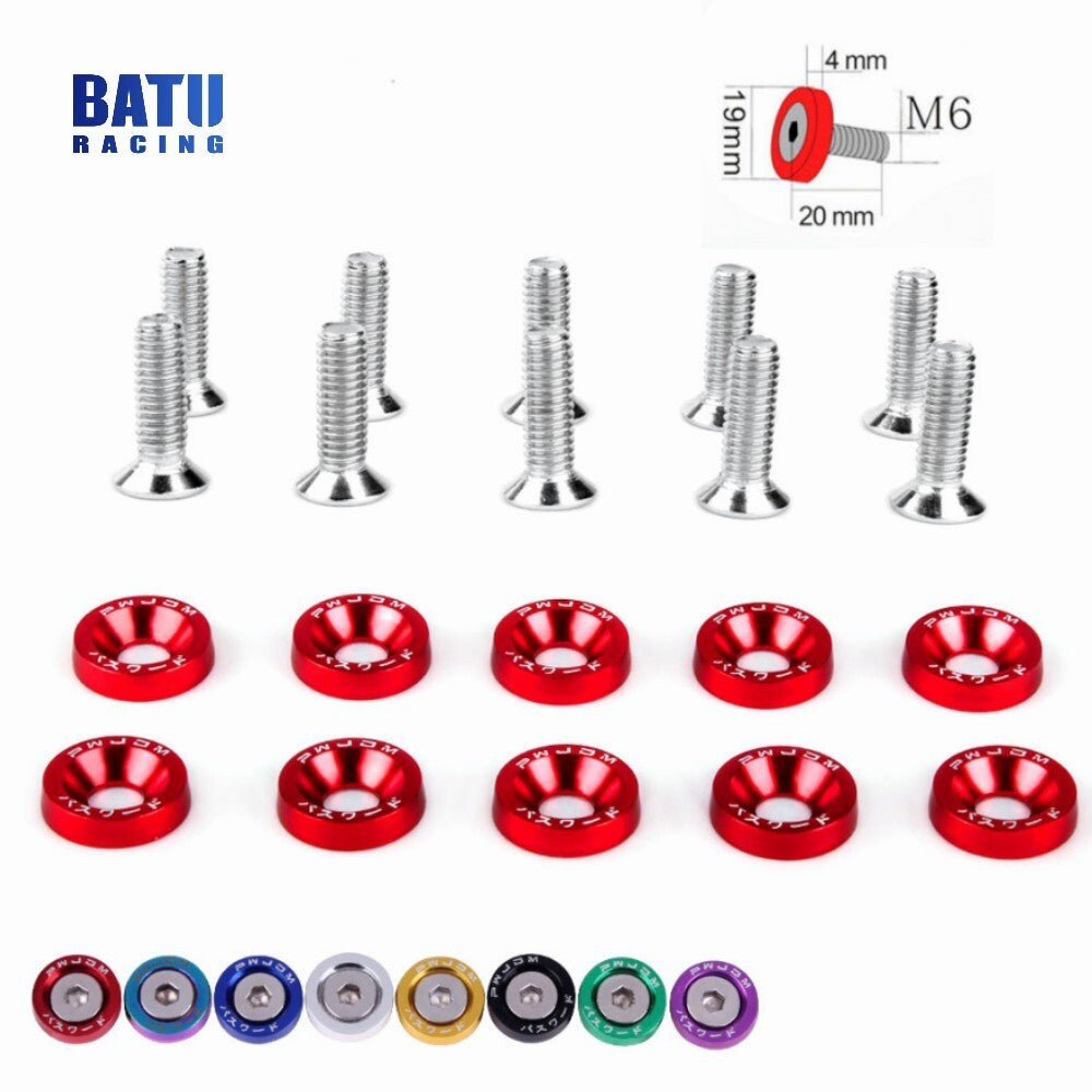 20X Red JDM Billet Aluminum Fender/Bumper Washer/Bolt Engine Bay Dress Up Kit