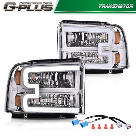 LED DRL transparent/chrome alloy headlights are suitable for 05-07 F250 F350 F450 F550 super task- v