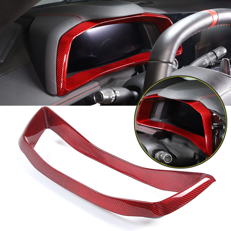 Red carbon fiber speedometer instrument cluster trim for Corvette C8 20-23- n