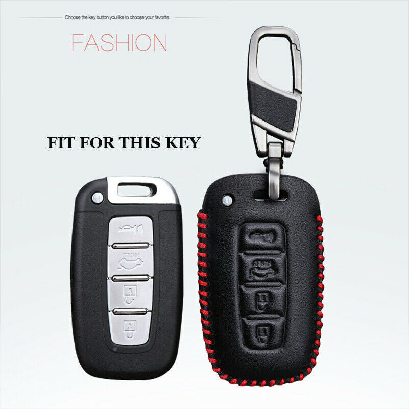 Leather for Smart Car Key Fob Case Cover Holder for Hyundai Sonata for Kia Optima Q