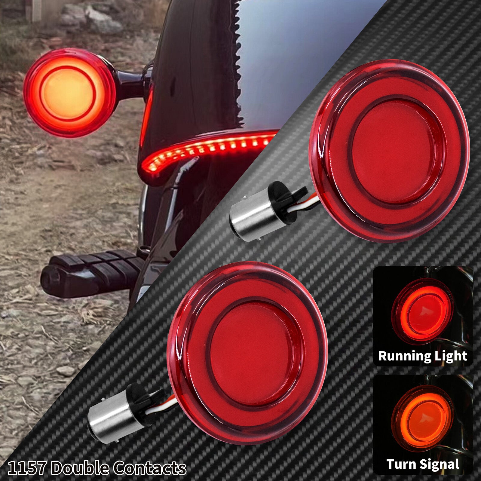 1157 Bullet Tracer Turn Signal Running Light Red Fit for Harley Touring Softail Q