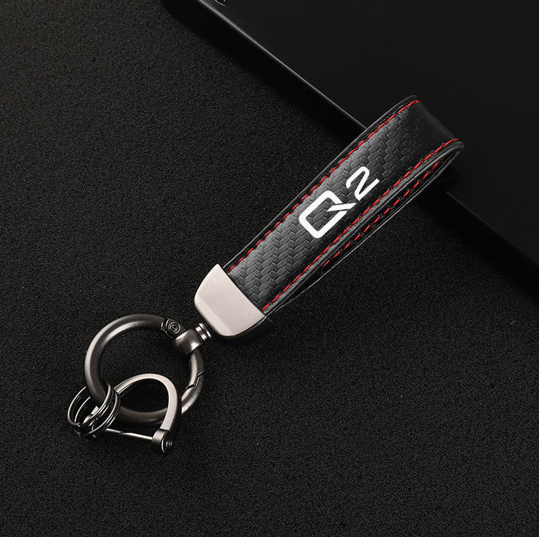 Carbon fiber leather black and white car keychain keychain suitable for Scania K250 K280 K310- v