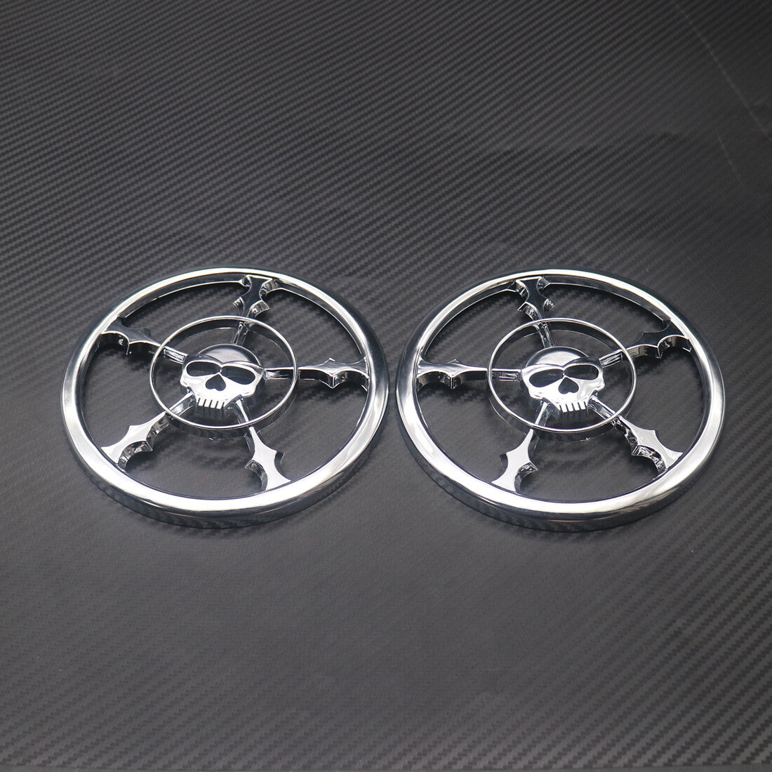 Chrome Skull Speaker Trim Grill Cover for Harley Touring Street Glide 2014-2017 Q