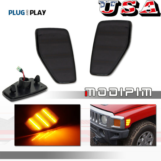 +R smoked amber LED side marker light mudguard light suitable for 2006-00 for Hummer H3 H3T- v