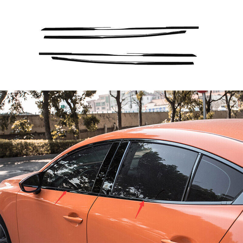 Black Titanium Window Molding Trim Decoration Strips for Mazda 3 Axela 2020-2022
