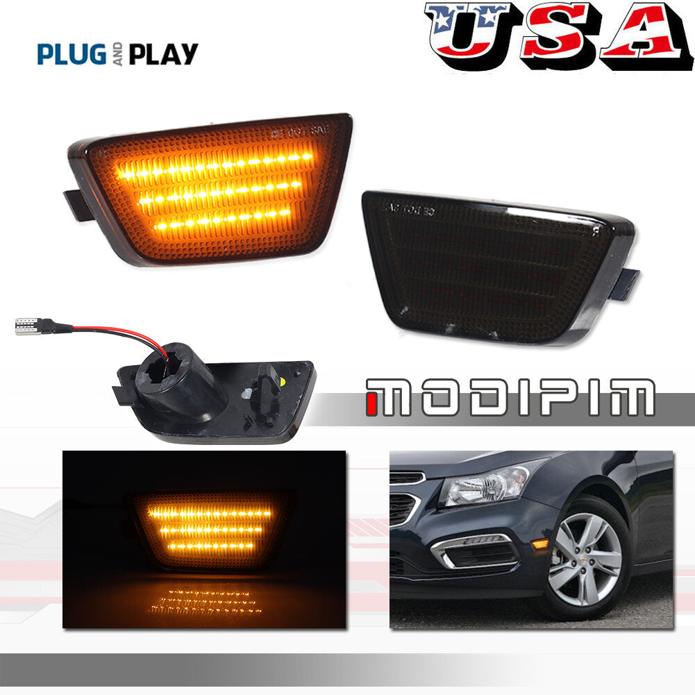 Pieces Front Bumper Smoked Amber Side Marker Signal Lights for 2011 - 2015 for Cruze - v