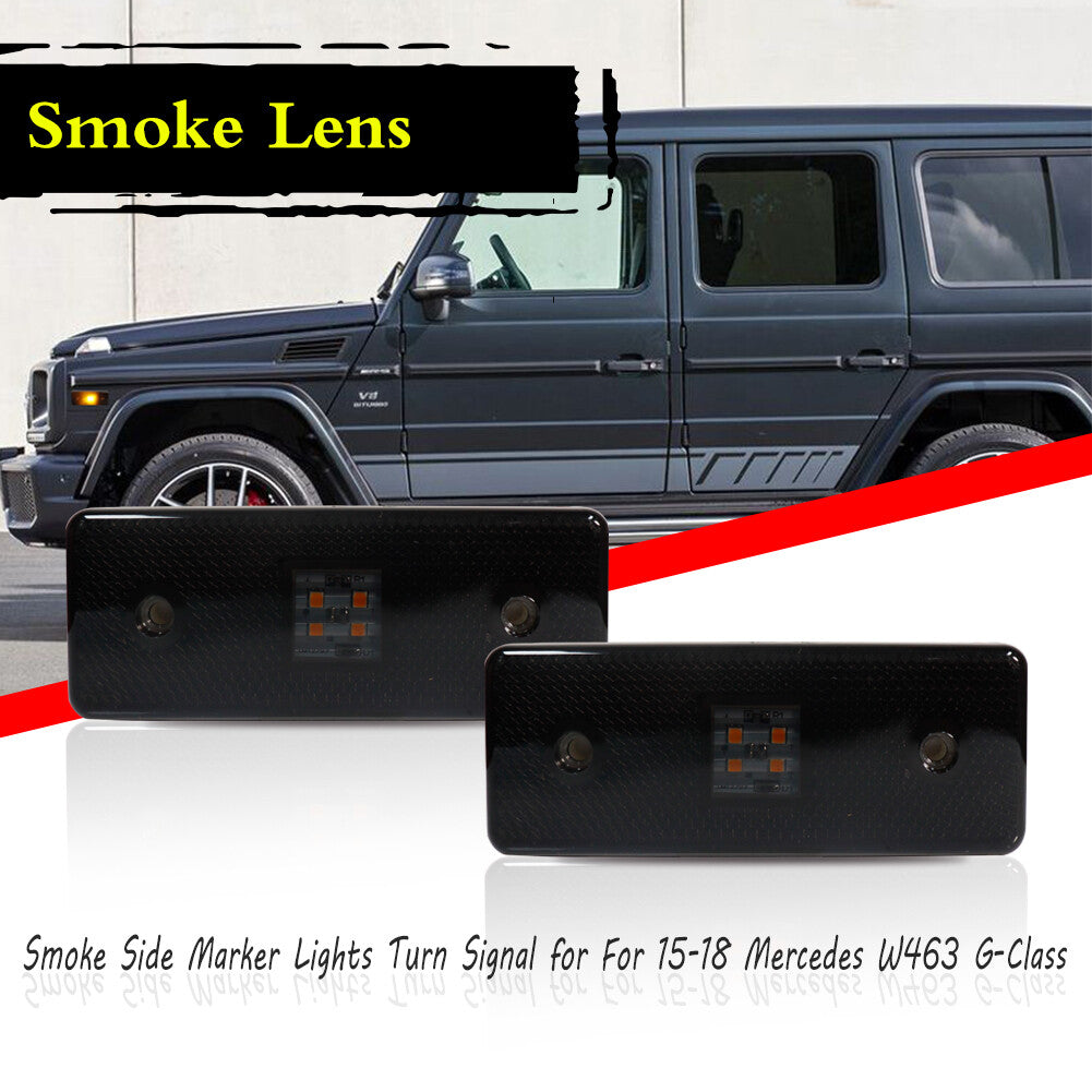 Suitable for 15-18 for Benz W463 G-grade smoked front amber LED side marker indicator light- v