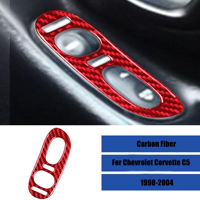 Red carbon fiber window switch panel decorative sticker for Corvette C5 98-04- n