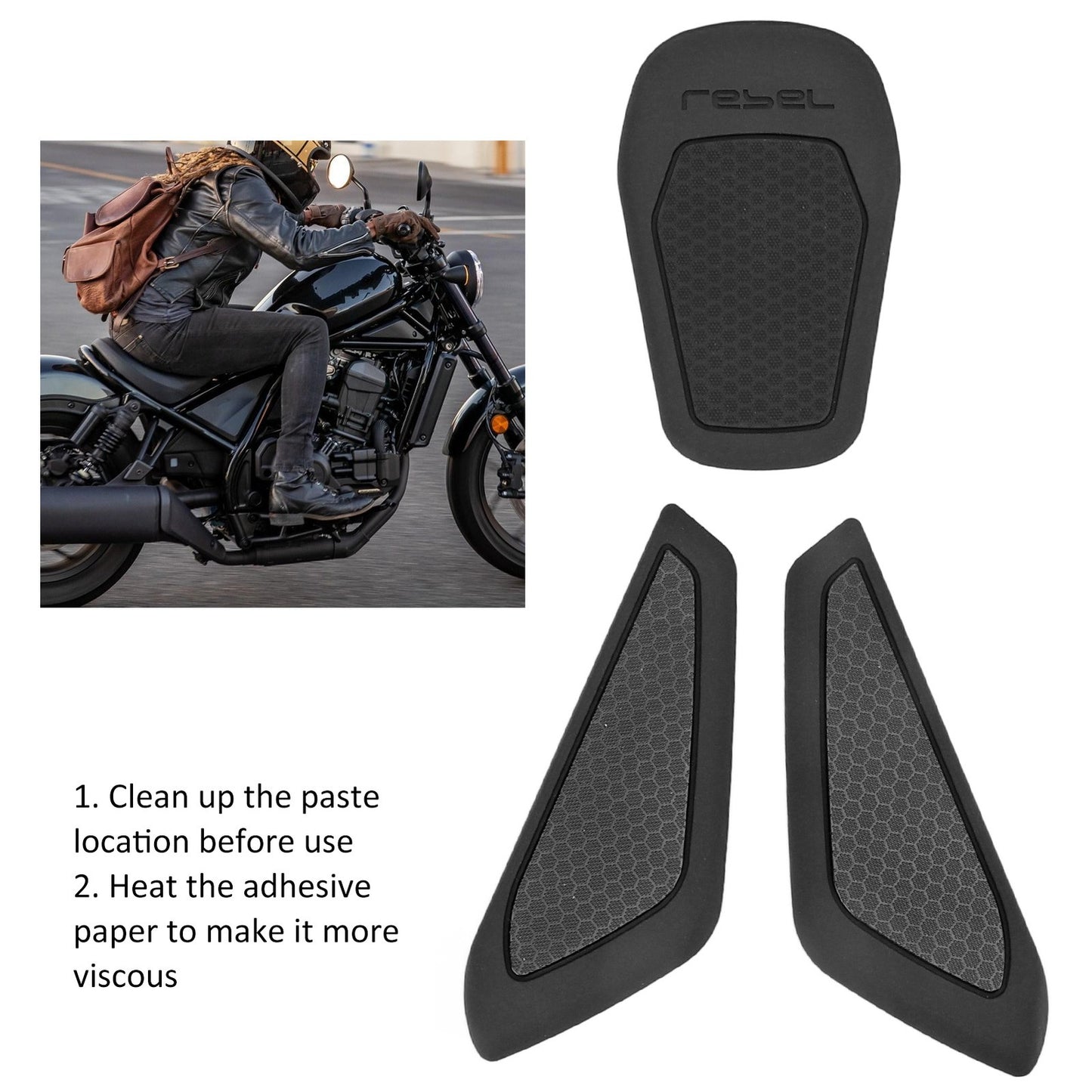 Motorcycle Gas Tank Protectors Motorcycle Fuel Tank Sticker Rubber Knee Cover Q