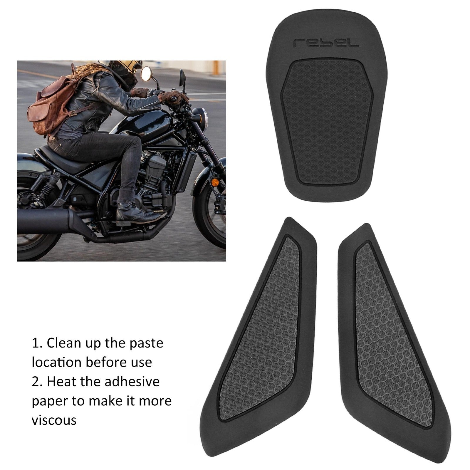 Motorcycle Gas Tank Protectors Motorcycle Fuel Tank Sticker Rubber Knee Cover Q