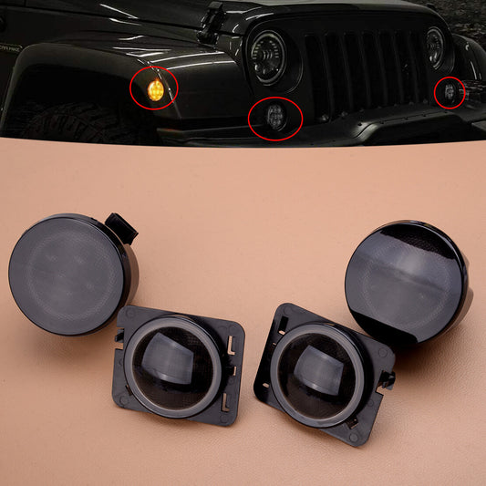 2x LED Side Marker & 2x Turn Signal Light Left & Right Fit for Wrangler JK v