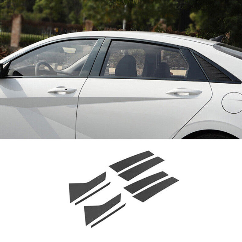 for Hyundai for Elantra 2021-2023 Black Steel Window Pillar Posts Strip Door Trim 8x