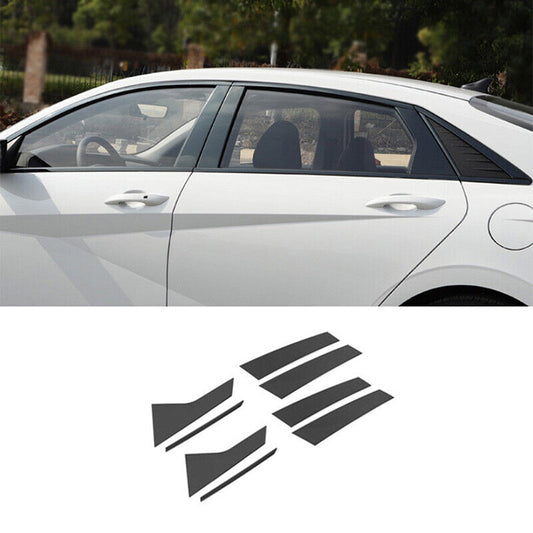 for Hyundai for Elantra 2021-2023 Black Steel Window Pillar Posts Strip Door Trim 8x