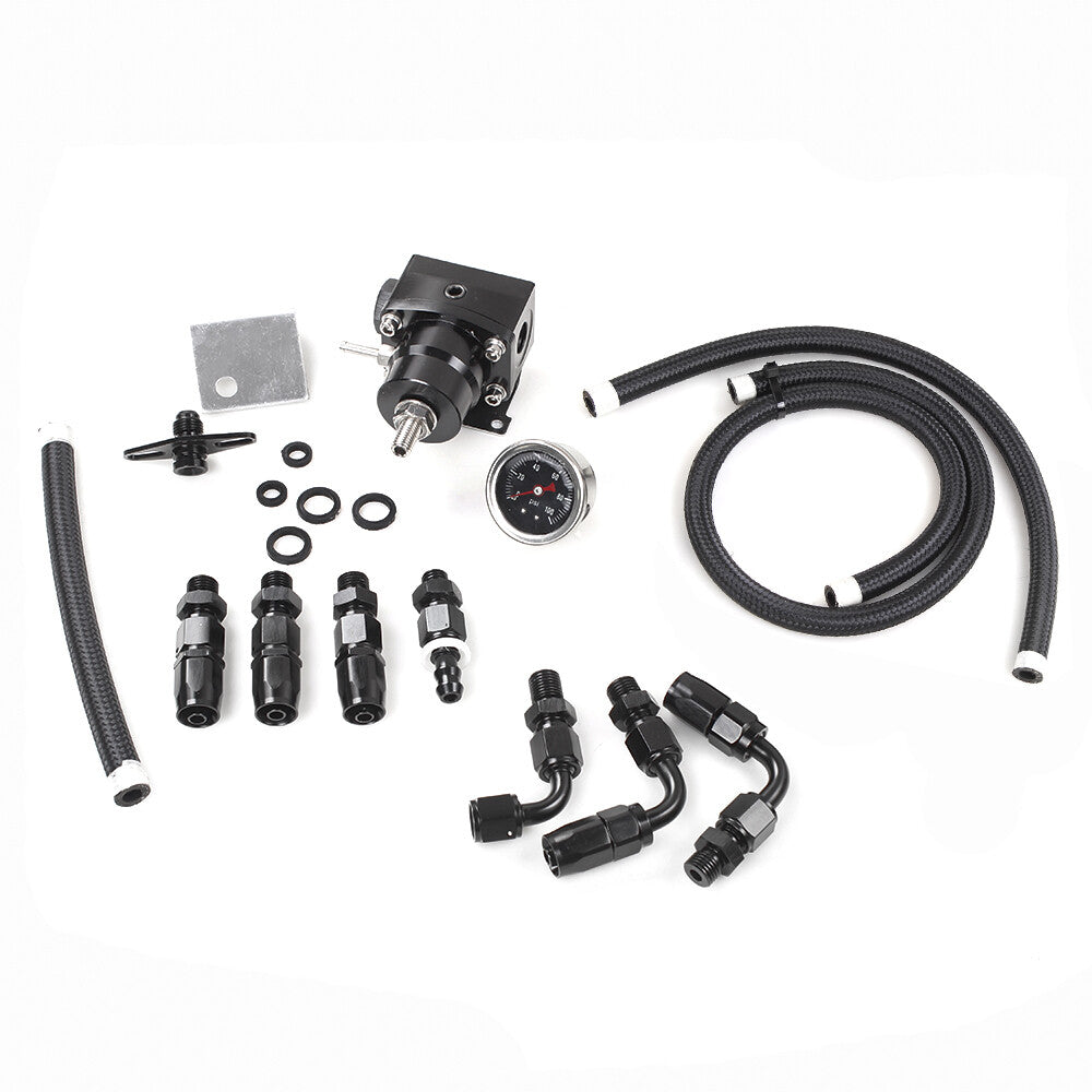 0-100psi Adjustable Fuel Pressure Regulator Oil Gauge Kit 6AN Racing Q