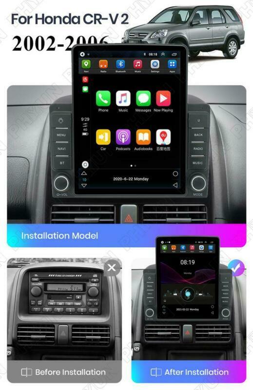 Compatible with 2002-2006 for Honda CR-V, 9.5-inch stereo radio, Android 10.1, GPS, Navi, and CarPlay. n