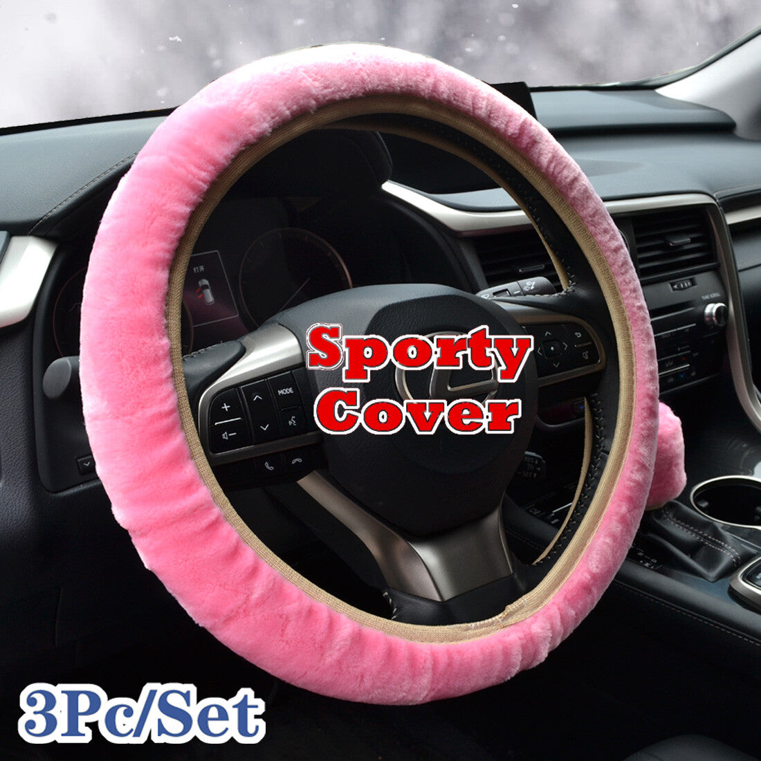 Car Warm Plush Anti-Slip Steering Wheel Cover Steering Wheel Protector Steering Wheel Cover Pink Q