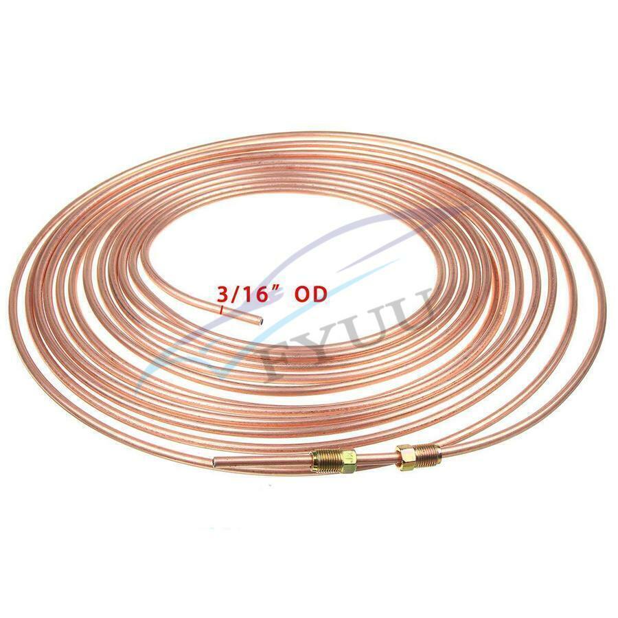 Car for SUV 25ft Copper Nickel 3/16 OD Brake Line Tubing With 16 Assort Fitting Nut Q