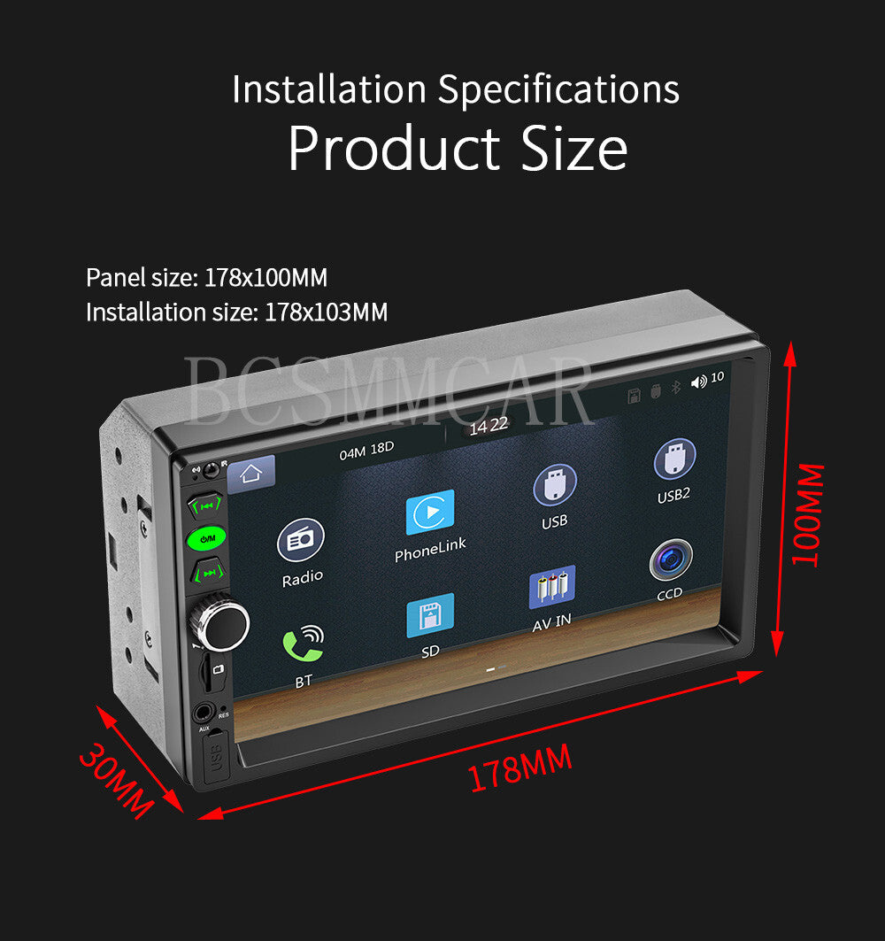 Touch Screen Car Stereo Radio Bluetooth FM Player For Apple Carplay Android Auto