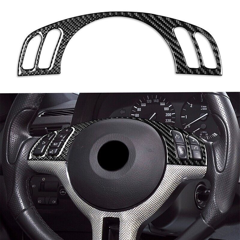 carbon fiber car steering wheel button cover trim for BMW X5 E53 2000 - 2006
