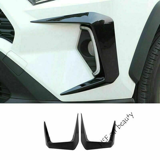 2For for TOYOTA RAV4 2019-2023 Glossy Black Exterior Front Fog Light Lamp Cover Trim