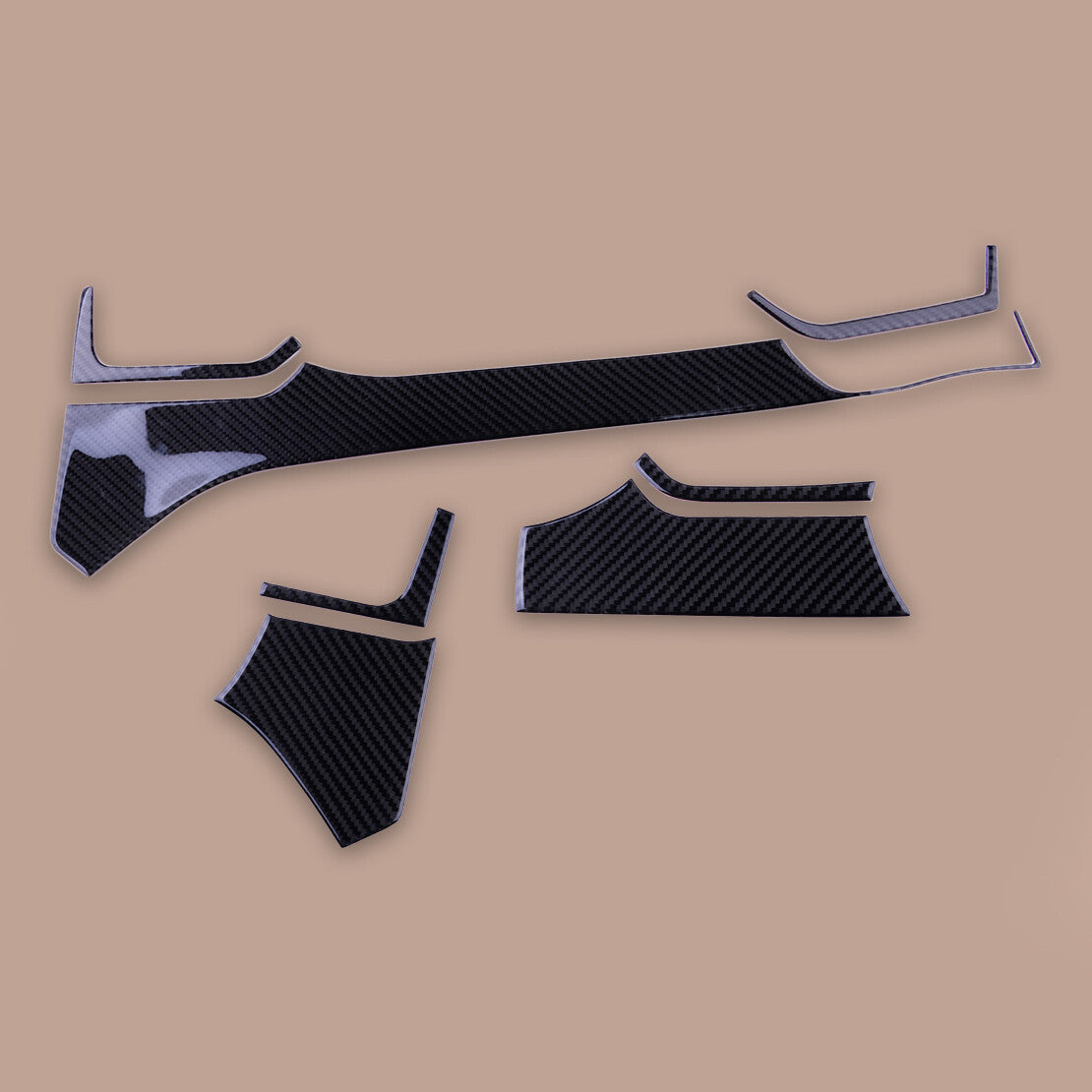 Carbon Fiber Black Dashboard Panel Trim Cover Decor Kit Fit for for Model S v