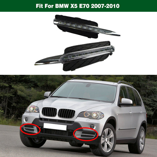 White LED DRL Daytime Running Lights Driving Fog Lamps for BMW X5 E70 2007-2010 Q