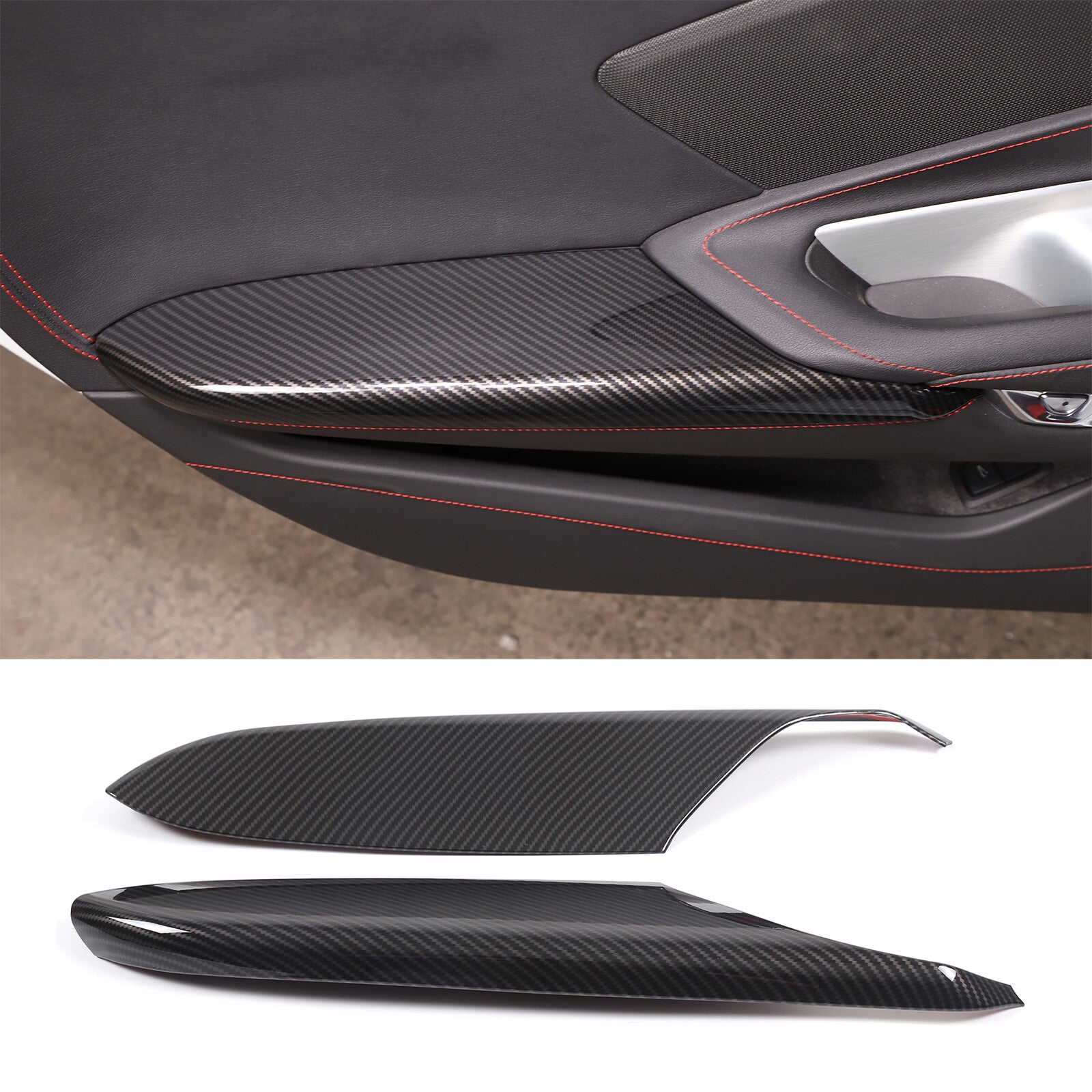 ABS carbon fiber armrest box protective cover decoration suitable for Corvette C8 2020-2023- v