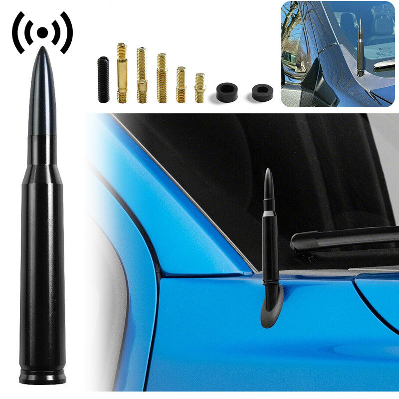 Black car 50 Cal bullet antenna aluminum antenna kit universal screws Q