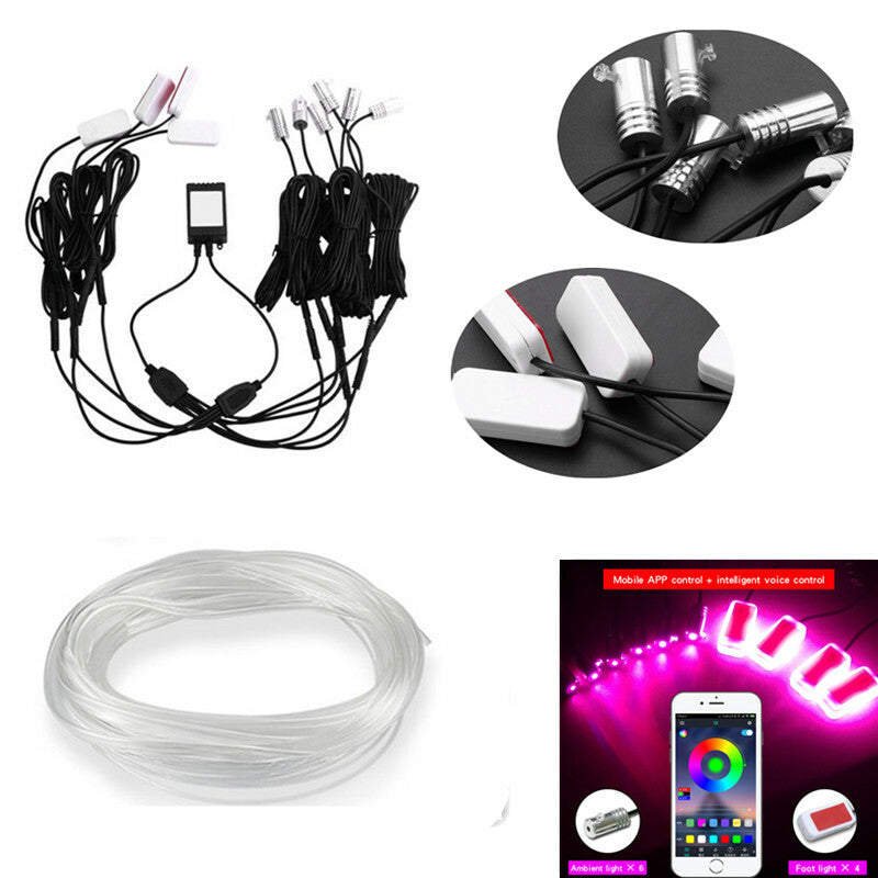 Car Interior Decoration Fiber Optic Strip Light App Control 10in1 Ambient Lamp