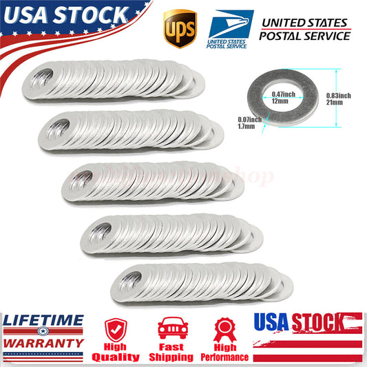 100x Aluminum 12mm Hole Oil Drain Plug Gasket Crush Washer for Toyota for Lexus NEW Q