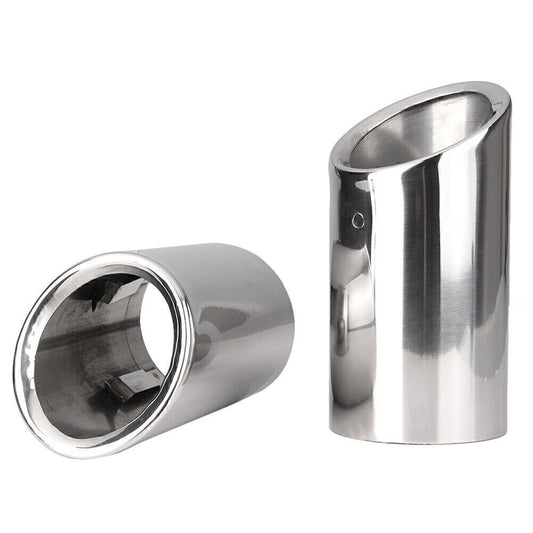 2pc Chrome Slip-on Tail Pipes Muffler Exhaust Tips for Audi for A4 Q5 2.0T 2009-2013 Q