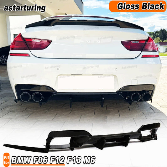 Fit for BMW F06 F12 F13 M6 2013-19 Gloss Black Rear Bumper Diffuser Lip Spoiler