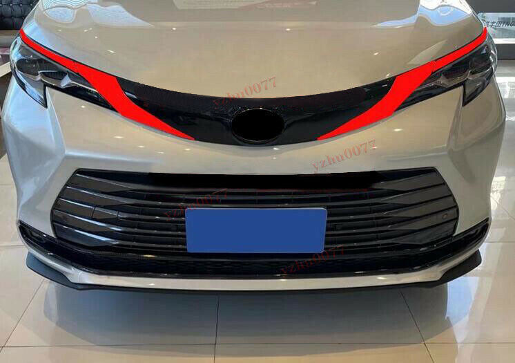 2021-2023 for Toyota for Sienna BlackRed Front Logo FrameHeadlight Eyebrow Cover5