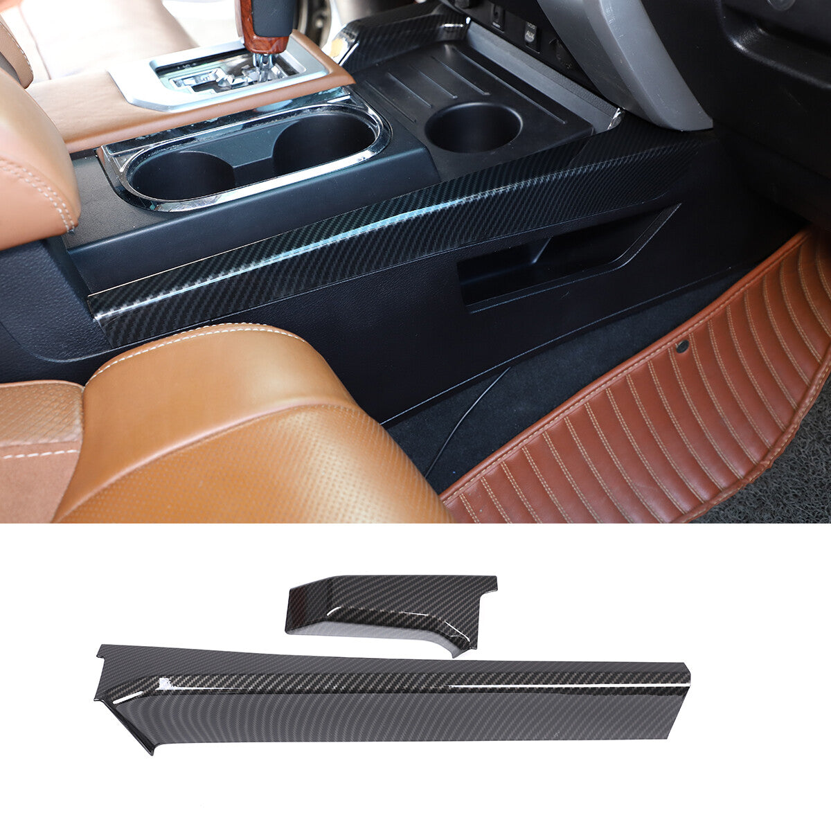 ABS carbon fiber center console panel molded protective cover trim for Tenderra 2014 - 2021 n