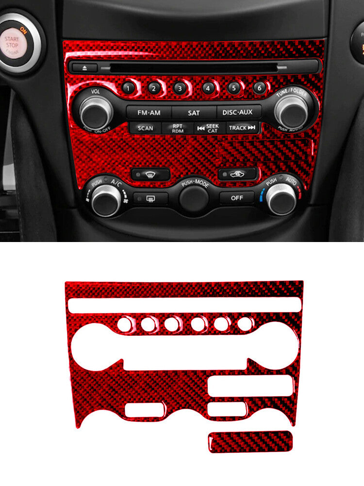 Red Carbon Fiber Climate Control Cover Trim For Silverado/tahoe/ for sierra 2007-2014 v