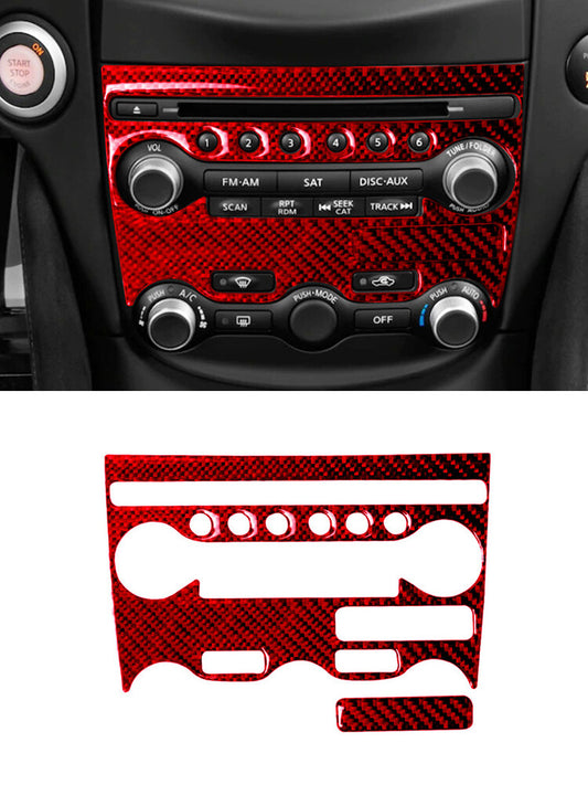Red Carbon Fiber Climate Control Cover Trim For Silverado/tahoe/ for sierra 2007-2014 v