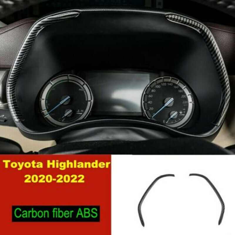 Carbon Fiber 2X Front Dashboard Frame Cover Trim for Toyota Highlander 2021 2022