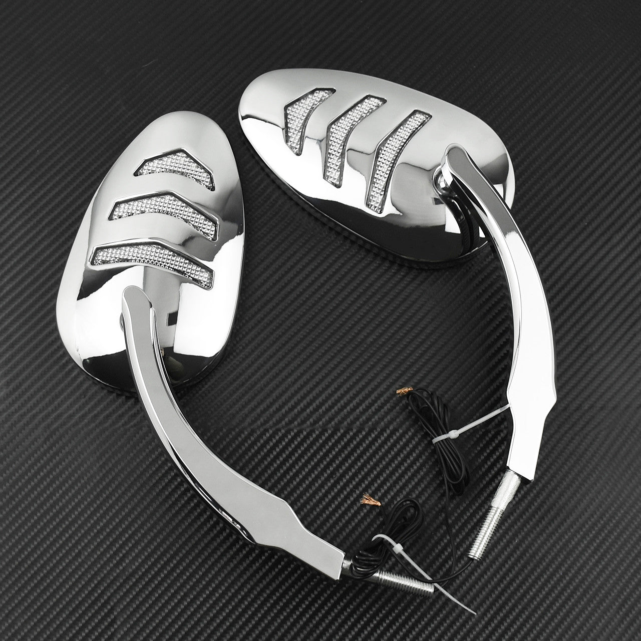 Chrome Motorcycle Mirror w/ LED Turn Signal Fit for Harley Road King 14-up Dyna Q