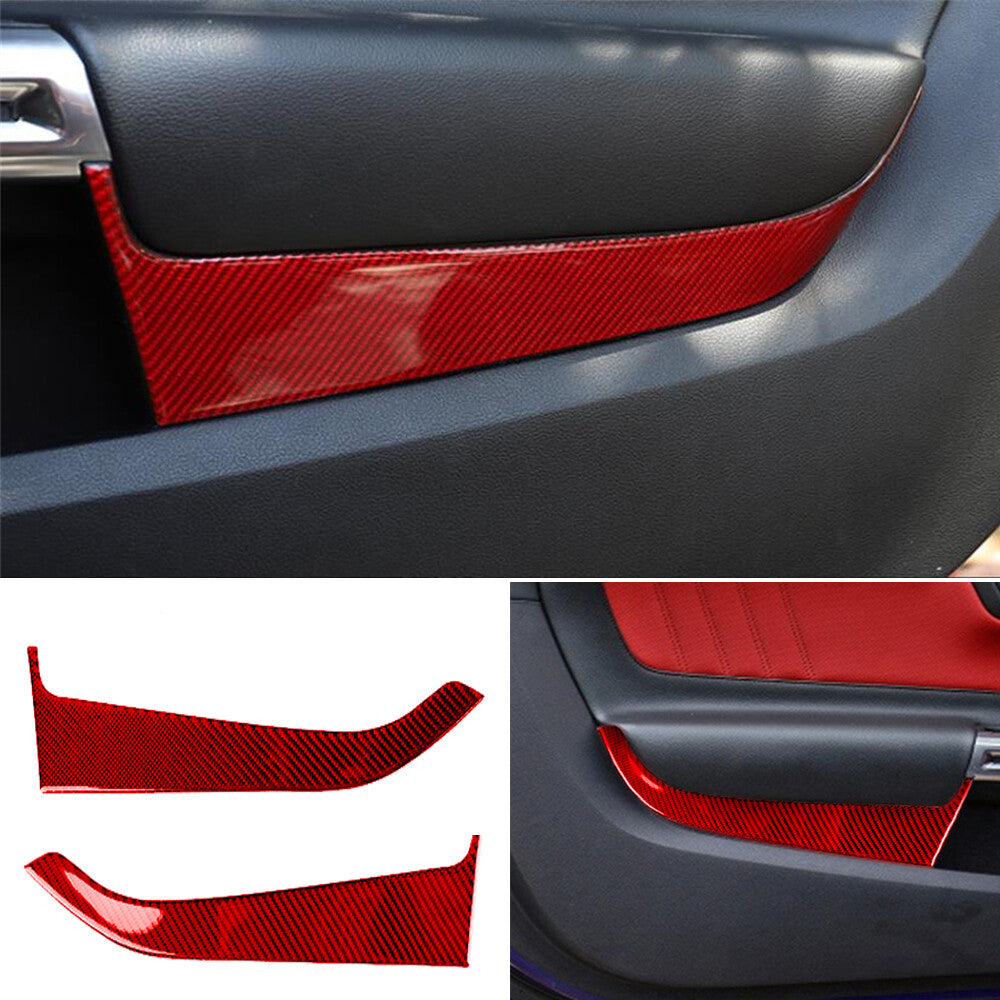 Red Carbon Fiber Front for Seat Door Panel Decorative Cover for Ford for Mustang 2015-22