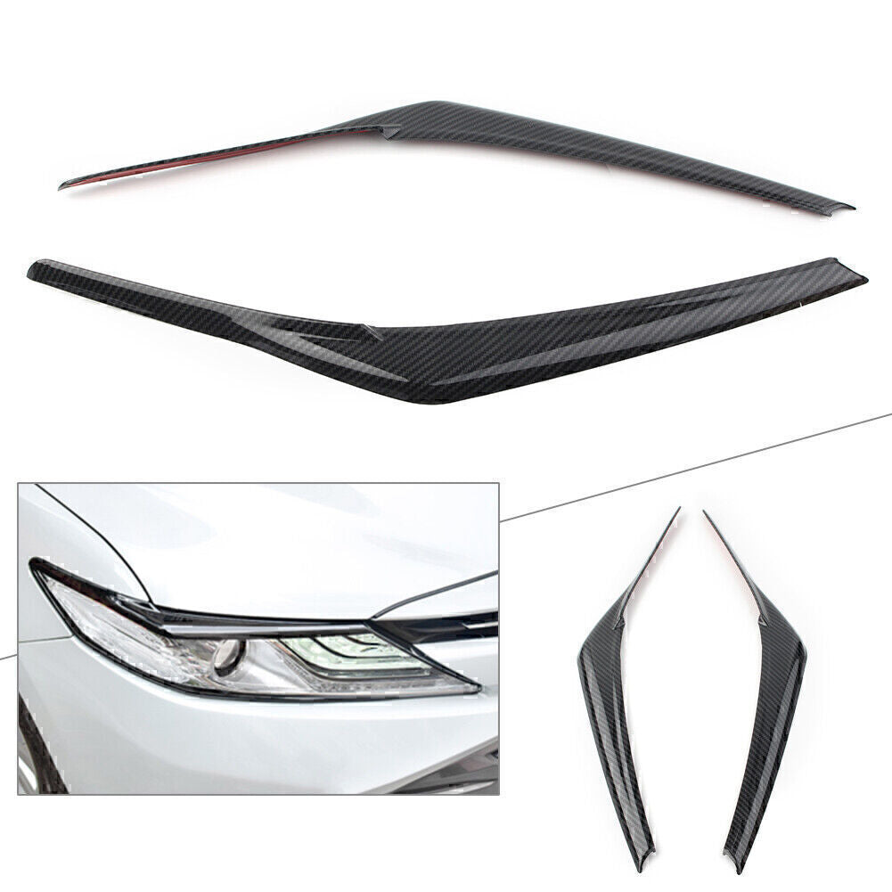 Carbon Headlight Lamp Eyebrow Decoration Trim Fit 2018-2024 for Toyota for Camry SE XSE