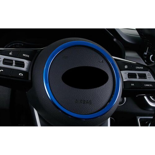 for Kia Seltos 2020-2023 Blue Steering Wheel Central Horn Ring Trim Cover Steel