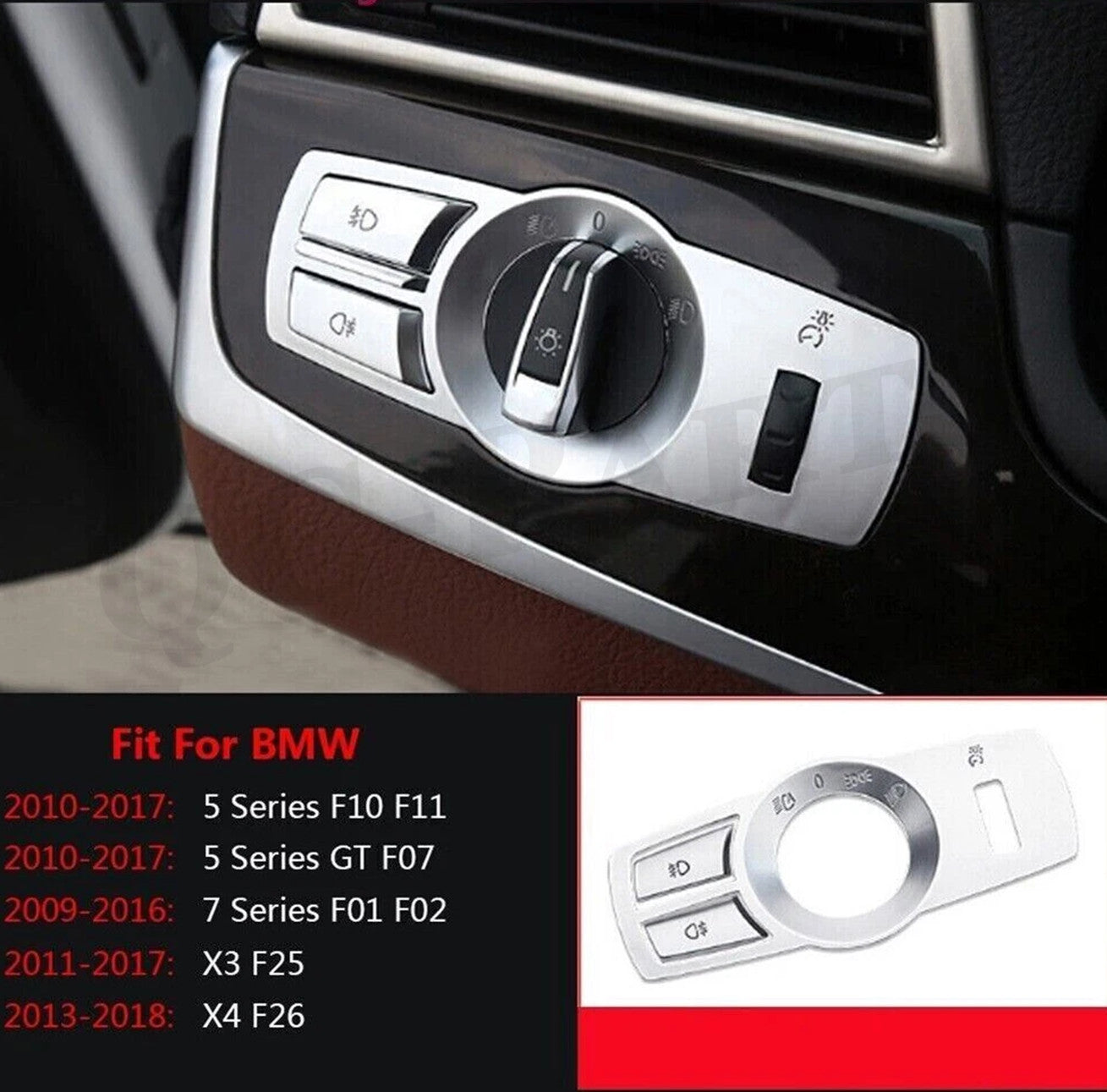 Headlight panel switch button cover decoration suitable for BMW 5 7 X3 X4 F10 F07 F01 F25 F26