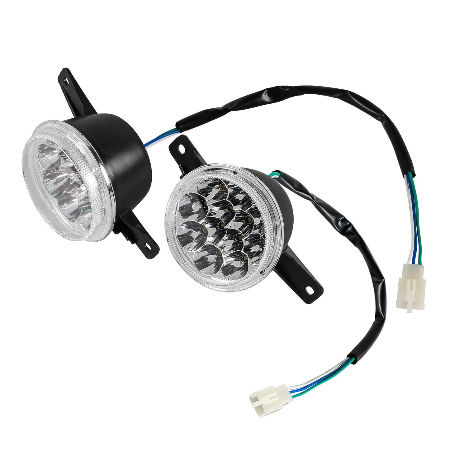 2 LED headlights suitable for 125cc, 150cc, 200cc, and 250cc four-wheeler go-karts/all-terrain vehicles.