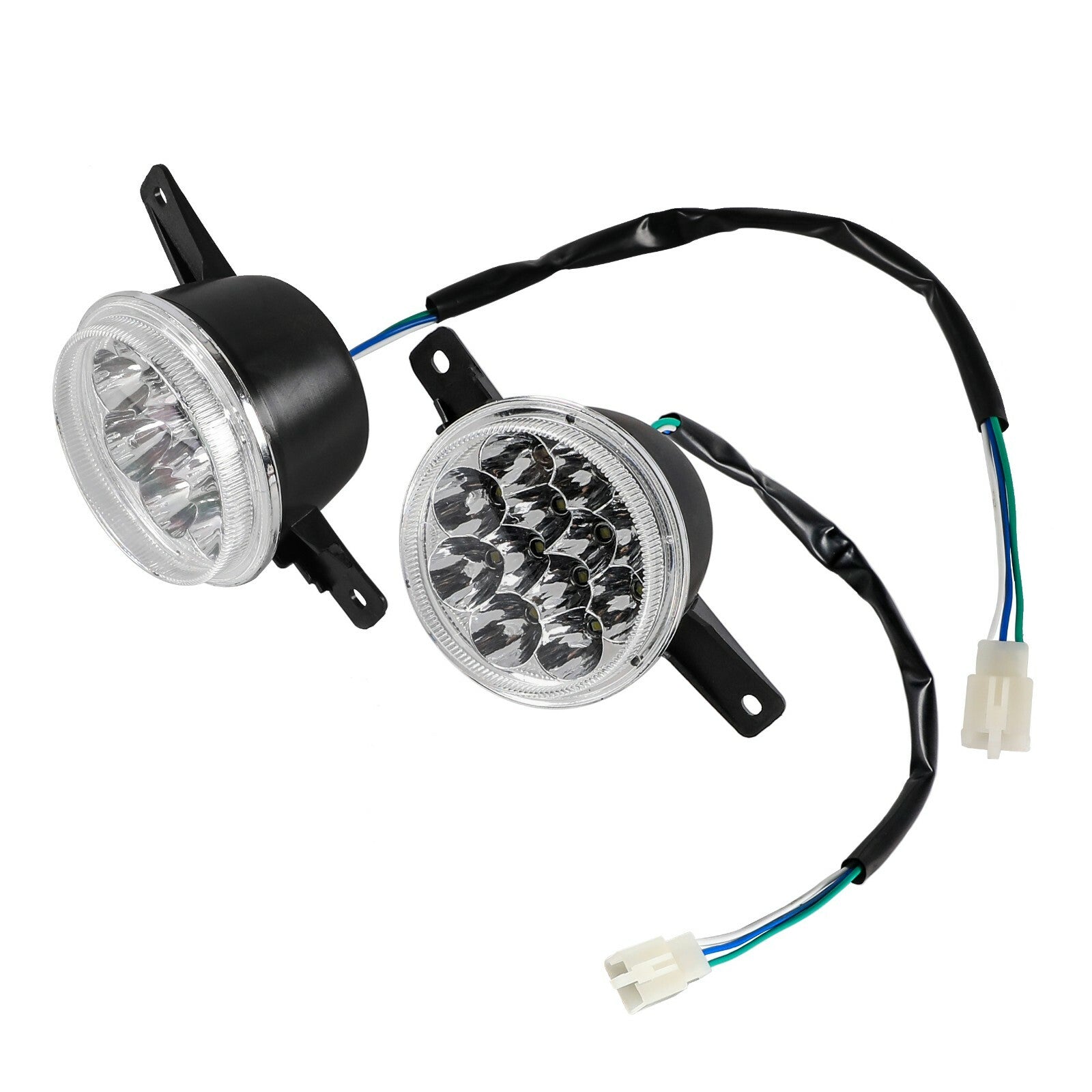 2 LED headlights suitable for 125cc, 150cc, 200cc, and 250cc four-wheeler go-karts/all-terrain vehicles.