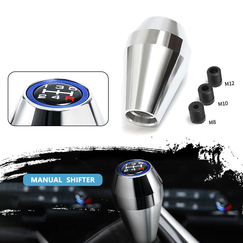 Silver 5 Speed Car Gear Stick Shift Knob Manual MT Racing Shifter Universal